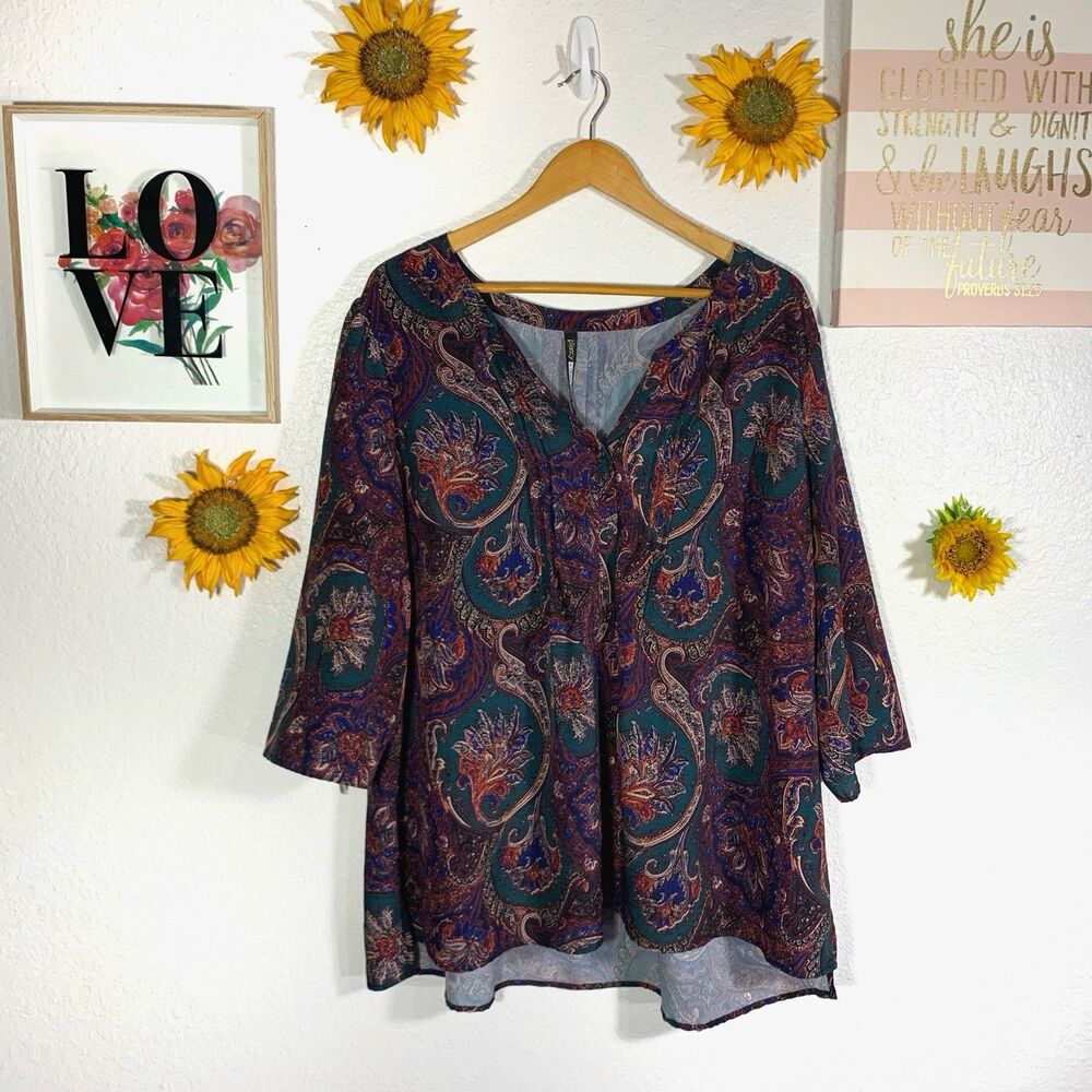 Plenty By Tracy Reese bohemian-style Tunic Blouse Plus Size 1X
